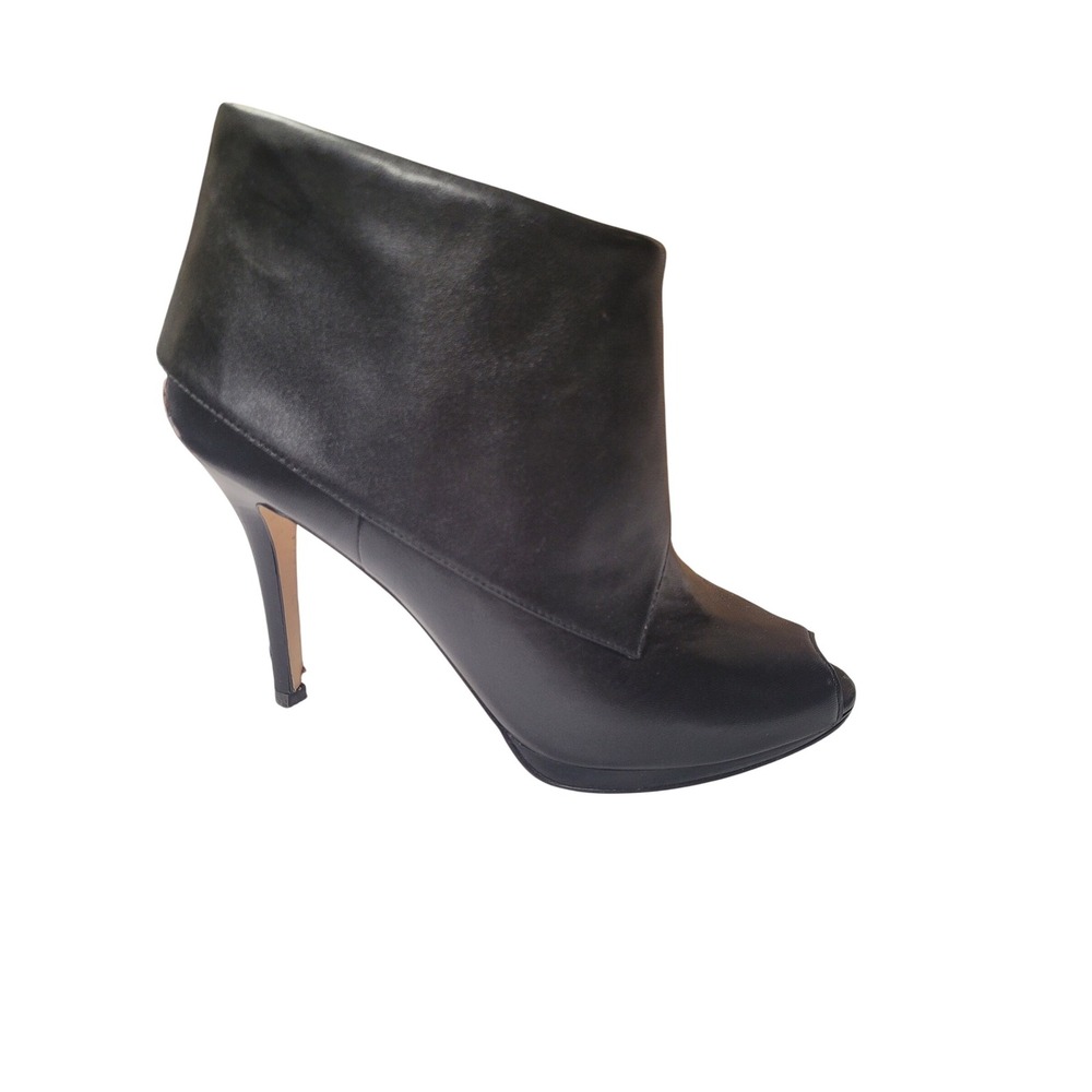 Michael Kors Kendra‎ Black Leather Open Toe Ankle Booties Heels